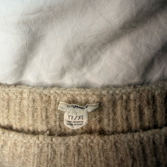 Garage Oatmeal Cropped Knit Sweater - Picture 2 of 2